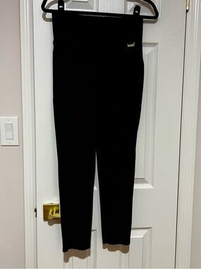 Calvin Klein M Black Power Stretch Pants with Gold Logo Accent